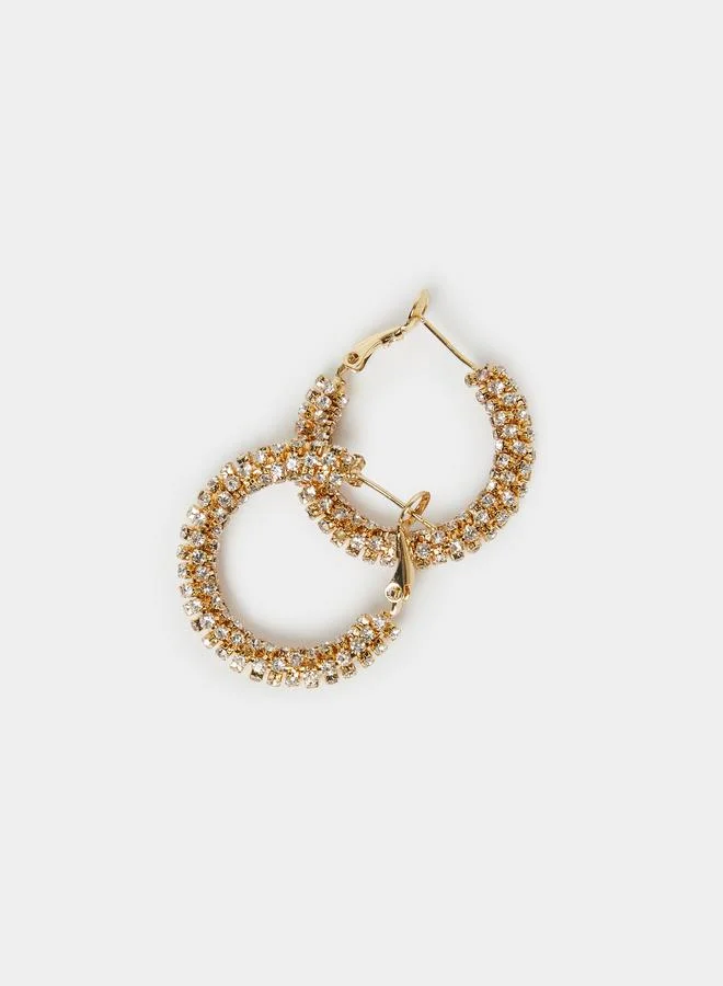 Styli Gold Diamante Hoop Earrings